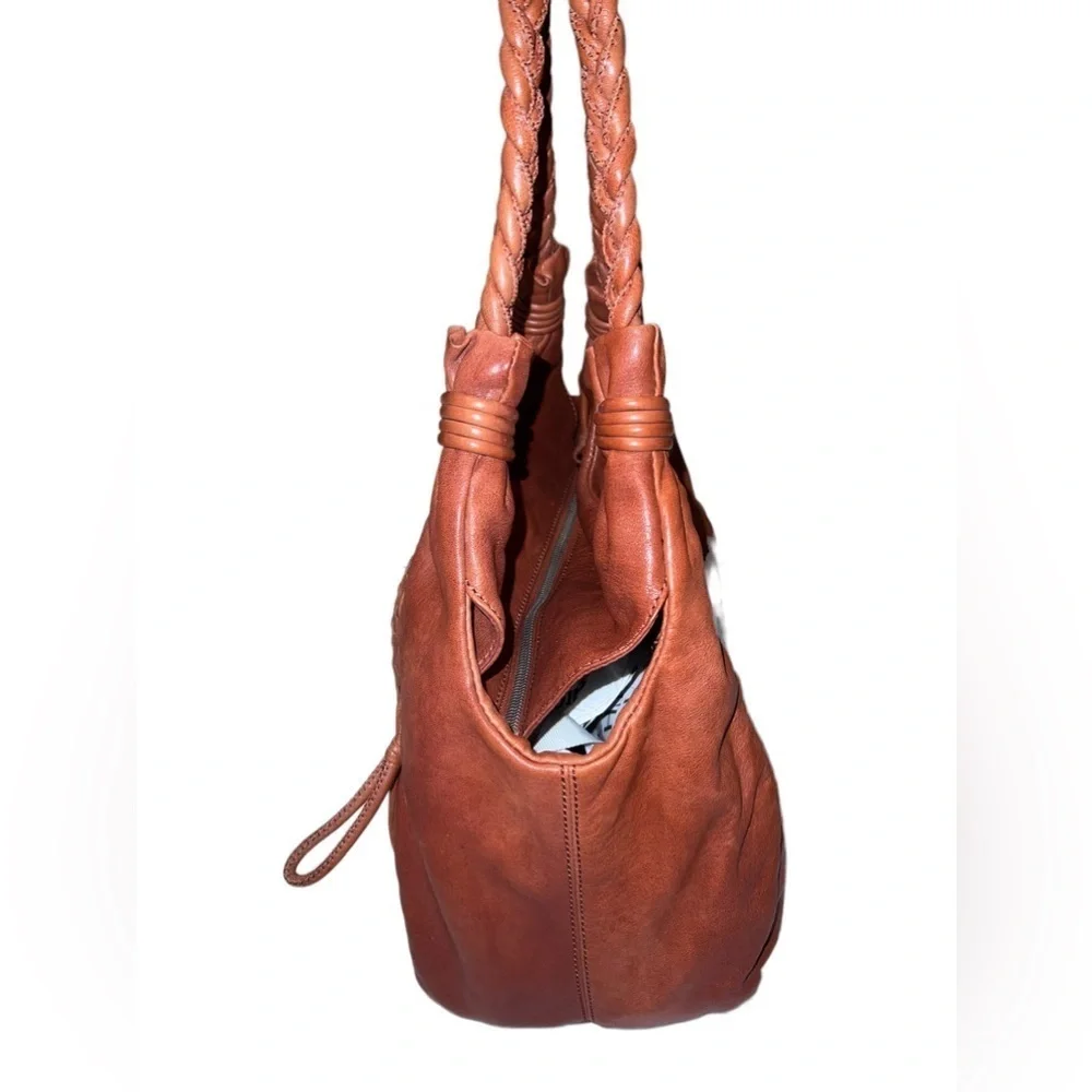 LOCKHEART Brick Woven Leather Hobo Handbag Braided Shoulder Strap